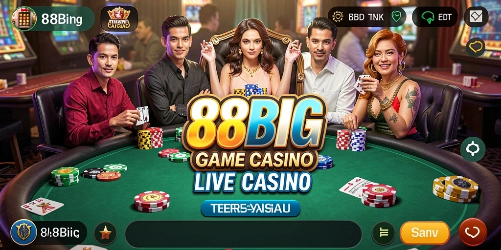 Screenshot gameplay Live Casino 88BIG yang menampilkan dealer dan pemain.