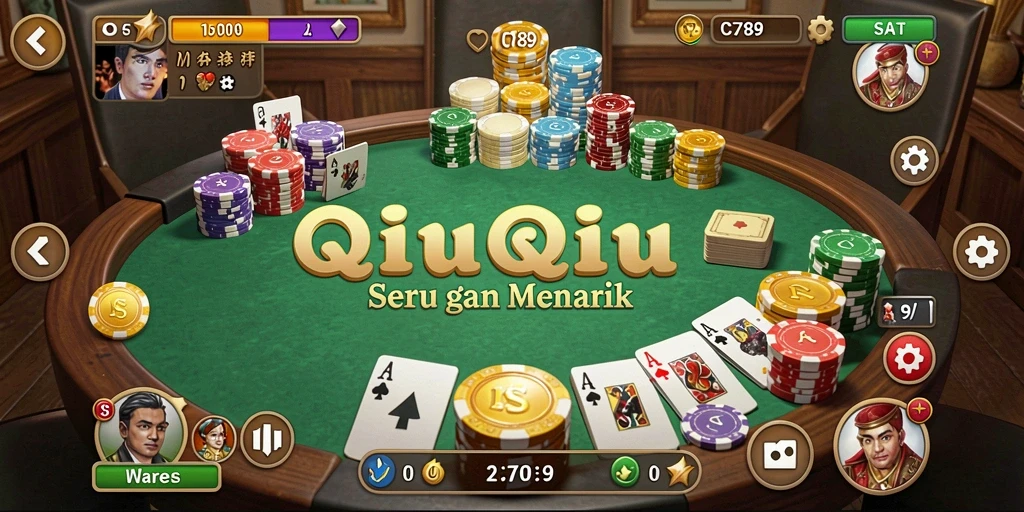 Tampilan gameplay QiuQiu yang seru dan kompetitif.