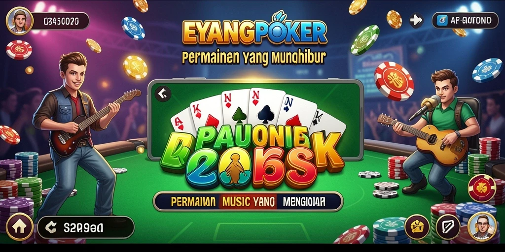 Tampilan gameplay seru di EYANGPOKER dengan irama musik yang menawan.