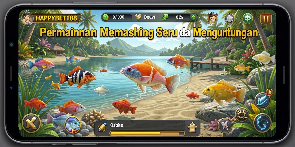 Gameplay menampilkan pengalaman memancing yang seru dan interaktif.