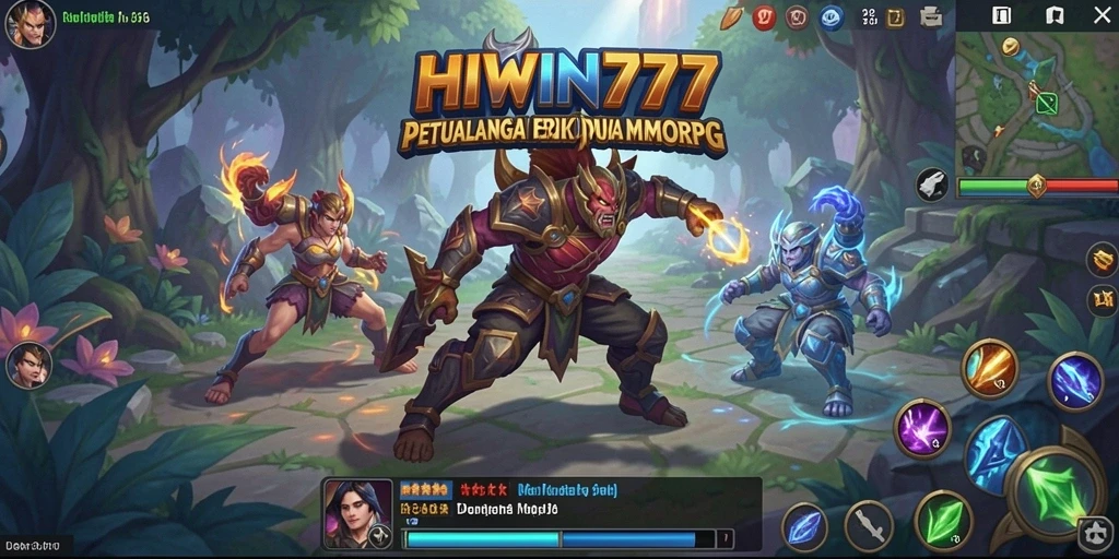 Tangkapan layar gameplay epik dari HIWIN777 yang menunjukkan petualangan MMORPG.