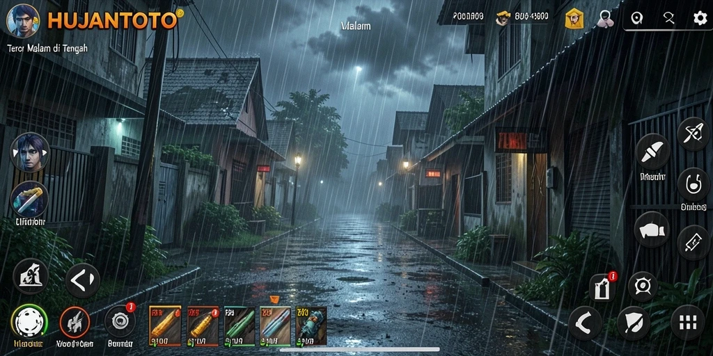 Gameplay menegangkan di HUJANTOTO dengan suasana horor yang mencekam.
