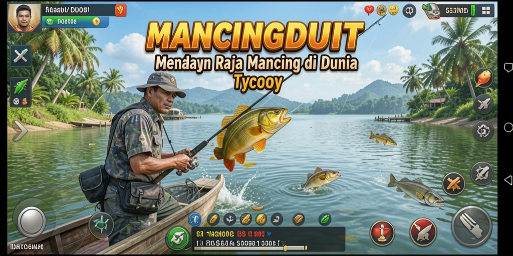 Tampilan gameplay seru dari MANCINGDUIT yang menampilkan aktivitas memancing.