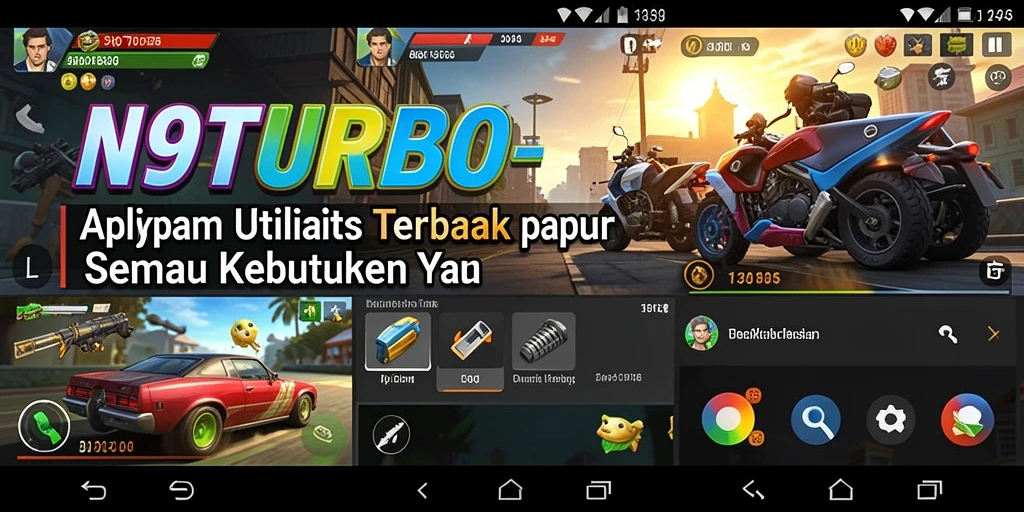 Tampilan utama N9TURBO dengan berbagai fitur utilitas.