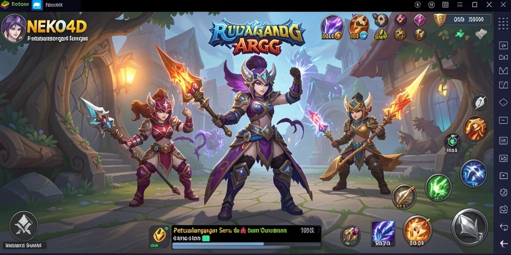 Tangkapan layar utama NEKO4D menampilkan aksi epic dalam pertempuran ARPG.